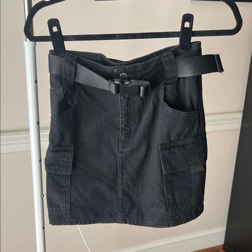 Topshop Black Mini Skirt with Belted Detail